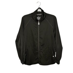 Beyond Scrubs Jacket Womens Medium Black  Full Zip Stretch‎ Medical Uniform